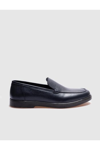 Cabani Navy Blue Genuine Leather Men's Casual Shoes