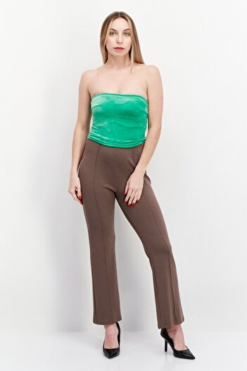 Misfit Women Straight Across Strapless Solid Top, Green
