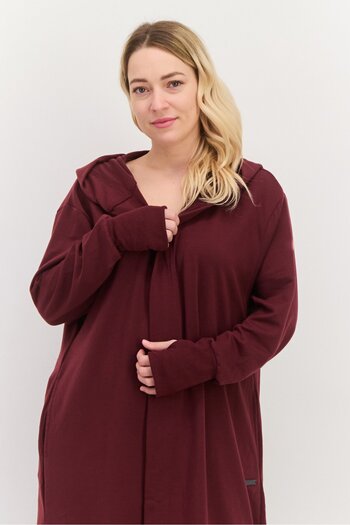 Nine West Women Sportswear Fit 3/4 Sleeve Outdoor Cardigan, Maroon