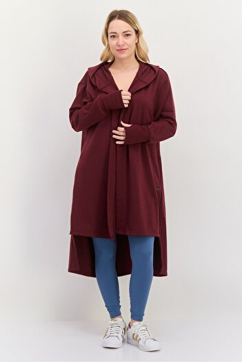 Nine West Women Sportswear Fit 3/4 Sleeve Outdoor Cardigan, Maroon