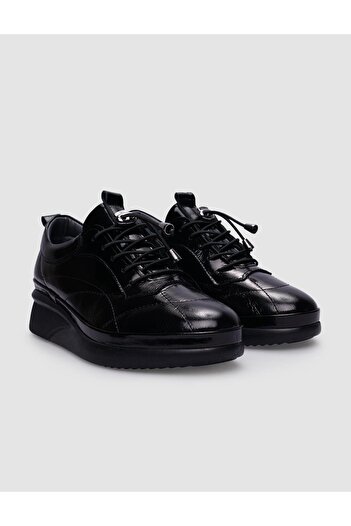 Cabani Black Genuine Leather - Lace-up Women's Casual Shoes
