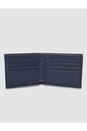 Cabani 100% Genuine Leather Navy Blue Men's Wallet with Card Compartment