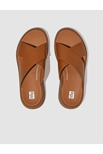 Fitflop Γυναικείες παντόφλες με λουράκια F-MODE FW5 από γνήσιο δέρμα Tan