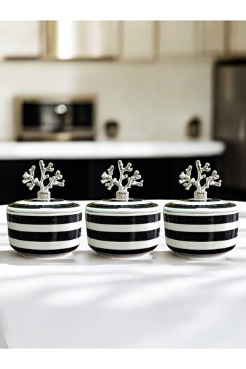 ferayhome Kitchen Accessory Breakfast Spice Rack Object Set of 3 Black Classic Zebra Silver Coral - Ferme Home