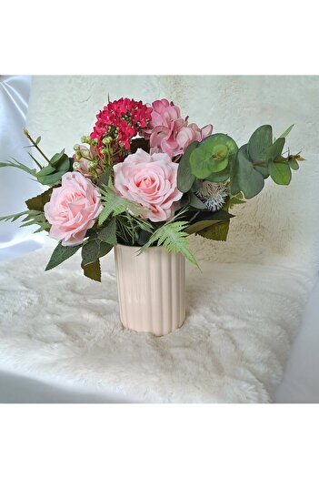 Flowersbymeral PEMBE ORTANCALI MASA  VAZOSU