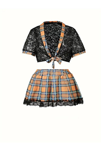 my cherie Plaid Lace Student Nightgown Set