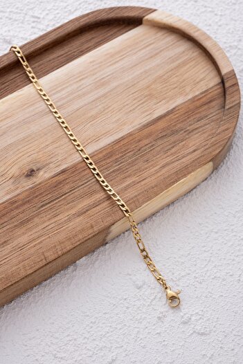ByFlorya Jewelry Çelik Ince Figaro Zincir Halhal Denizde Yazın Günlük Kullanıma Uygun Kararmaz Halhal 3mm 22cm 4cm