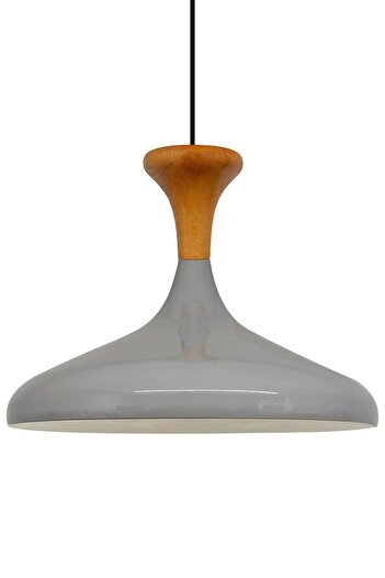 Bamyum Champion-Holz Industrial Vintage Hängelampe  35 cm, Grau Metall Pendelleuchte