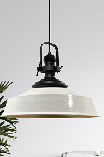 Bamyum Asletl Industrial Vintage Hängelampe  40 cm, Weiß Metall Pendelleuchte