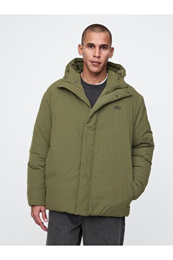 GAP Erkek Haki Geri Dönüştürülmüş Gap Logo Puffer Şişme Mont