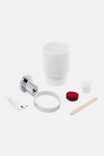 Kela Makira Toothbrush Cup Holder Wall Mount, White