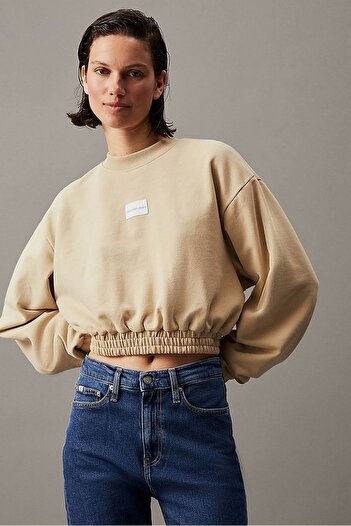 Calvin Klein Women's Woven Cotton Label Sweatshirt