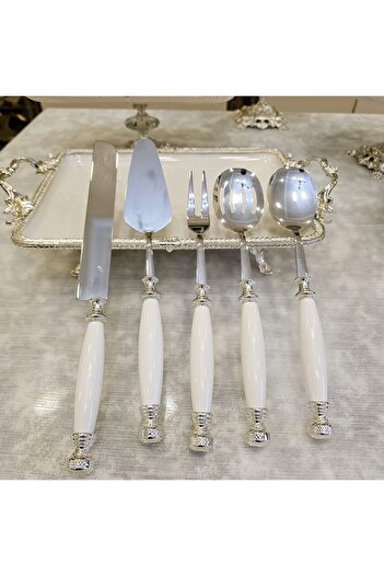 MaviDamla Silver Color 5-Piece Service Set