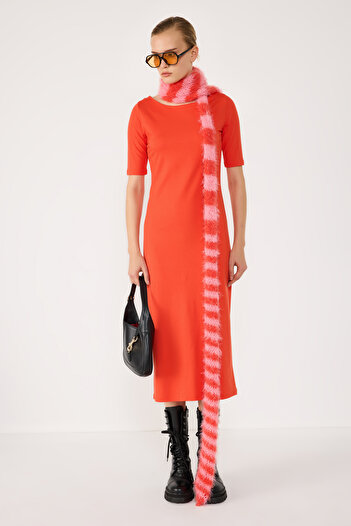 No Matter What Half Sleeve Slit Basic Dress