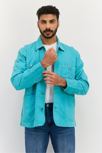 Lee Men Brand Logo Loco Jacket Shirt, Pale Green
