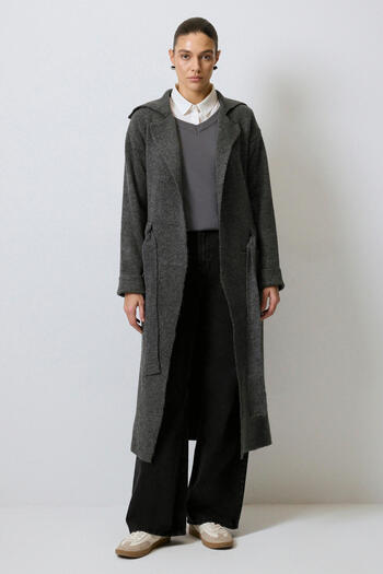 Touché Privé Long Knit Cardigan with Waist Belt