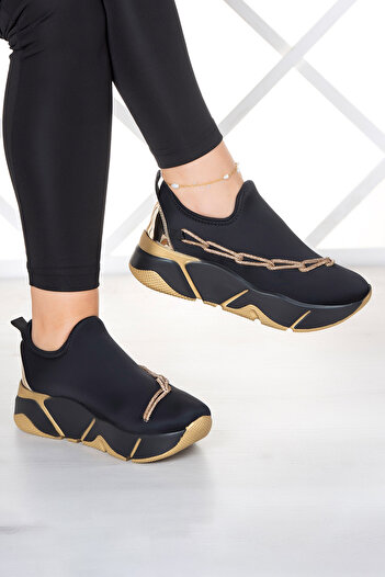 Erkan Saçmacı Maggie Gold Stretch Chain Sneaker