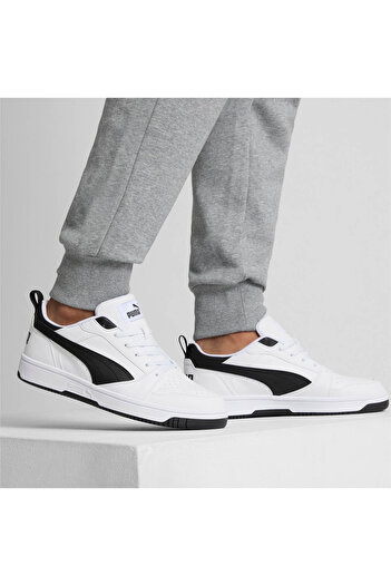 Puma Rebound V6 Low Unisex Sneaker - White Black 392328 -02