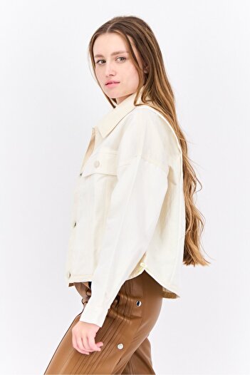 adidas Women Sportswear Fit Long Sleeve Outdoor Jacket, Cream