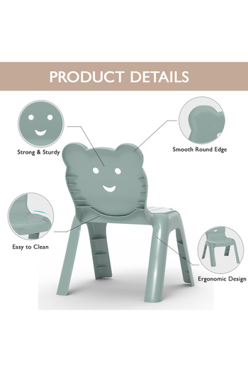 Mahmayi CH01 Kids Chair - Plastic Stackable Chair with Smooth Round Corners Light Grey, Single Chair