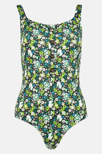 Scotch & Soda Women Floral Non Padded One Piece Swimwear, Black Combo