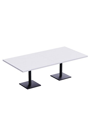 Mahmayi Ristoran Bar Table Square Base - 8 Seater Cocktail Bistro Table for Pub - White