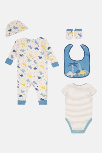 Lily & Jack Toddler Boy 5 Pcs Sleepsuit, Hat, Bib, Bodysuit With Mitts