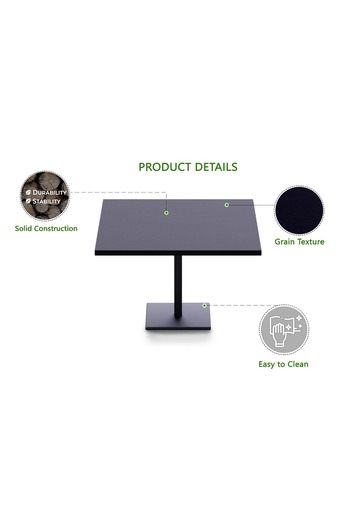 Mahmayi Ristoran Bar Table Square Base - 12 Seater Cocktail Bistro Table for Pub - Black
