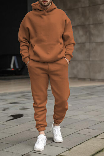 ruNadeS Men's Sports Tracksuit Set 3 Thread - Fleece Oversize, Elastic Leg