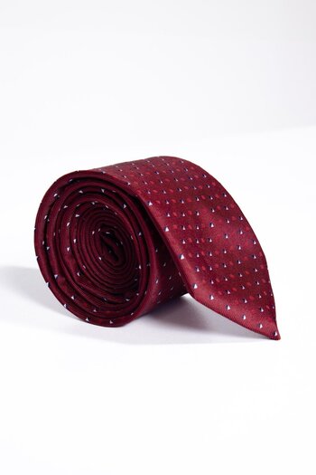 Tudors Classic Patterned Red Tie with Pocket Handkerchief