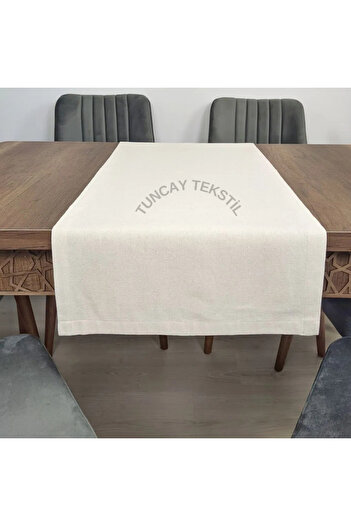 TUNCAY TEKSTİL Simple Plain Unprocessed Linen Runner Ranir Buldan Coffee Table Cover Table Top Cloth Fireplace 50x150