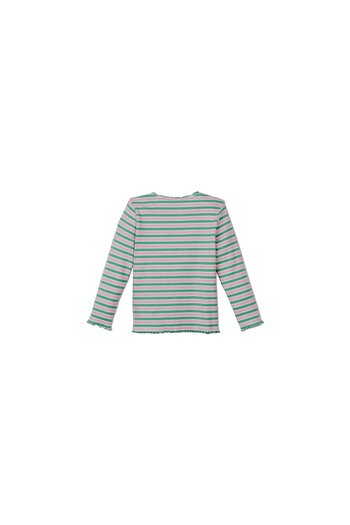 Tchibo Kids Girls Long Sleeve Stripe Top, Green and Pink
