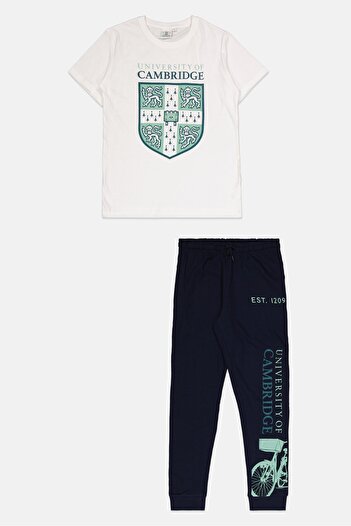Cambridge Kids Boy 2 Pcs Graphic Printed Pajama Set, White