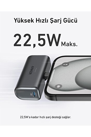 Anker Nano Powerbank 5000 mh 22.5W USB-C- Mavi -A1653