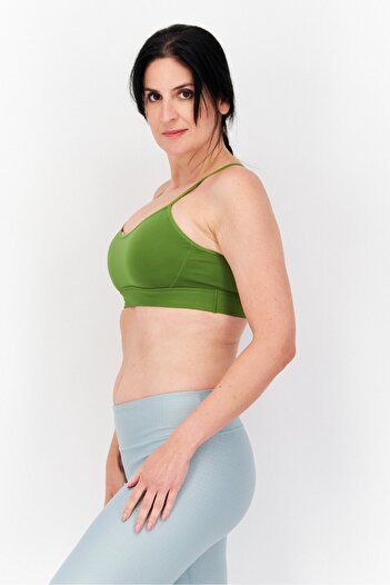 adidas x Karlie Kloss Women Padded Brand Logo Sports Bra, Light Olive
