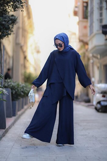 NS Moda Hijab Fenne Set Navy Blue Model-512