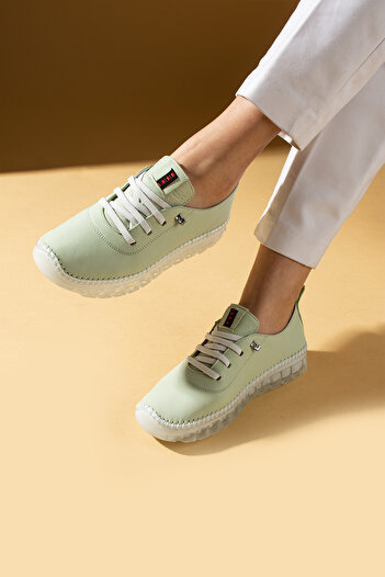 Pembe Potin Water Green Women's Orthopedic Genuine Leather Comfortable Comfort Sole Daily Casual Sports Shoes