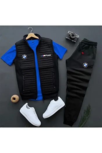 NewCabin BMW Mpower εμπριμέ καπιτονέ γιλέκο και φούτερ - T-Shirt 3 τεμάχια