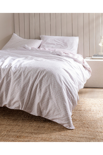 Madame Coco Botie Double 100% Cotton Ranforce Printed Duvet Cover Set - Powder