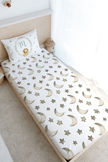 Tuğba Kuğu Single Fitted Sheet Set - Little Lion Series - Letter m