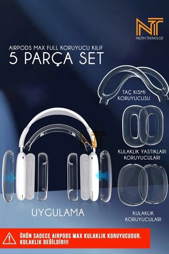 Nezih Case AirPods Max Compatible Full Protective Transparent Silicone 5 Piece Set Case