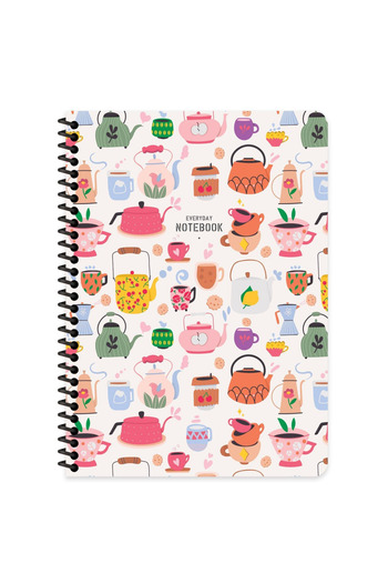 Mielibon 80 Sheets Checked Notebook - 16.5X22.5 Coffee Pattern Notebook with Spiral