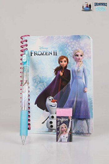 DEKOMUS Elsa Frozen Striped Memo Pad - Versatil Tip Pen 0.7 mm and Eraser Set