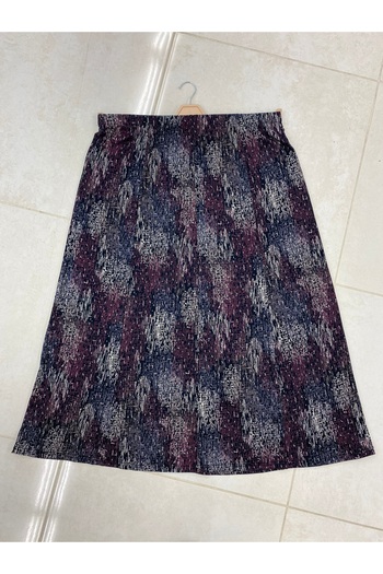 TDYtrendy Giyim Mother's Patterned Plus Size Violet Skirt with Elastic Waist