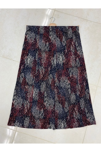 TDYtrendy Giyim Mother's Patterned Plus Size Violet Skirt with Elastic Waist