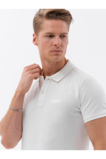 OMBRE Pique pletené polo tričko - ecrue V7 S1746 S