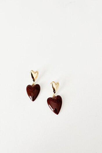 Pretty Burgundy Heart Earrings