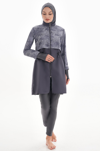 REMSA Pera 2322 - Plain Gray Full Covered Hijab Swimsuit