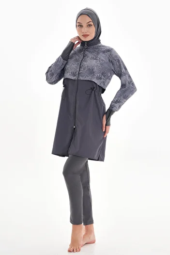REMSA Pera 2322 - Plain Gray Full Covered Hijab Swimsuit