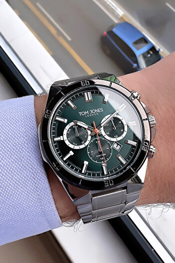 Tom Jones 3 Atm Waterproof Original Men Wristwatch Silver Color Steel Band + Gift Bracelet Tje2090C4